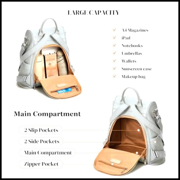 Genuine Leather Backpack Purse Large Capacity Anti-Theft Convertible Bag main image 5